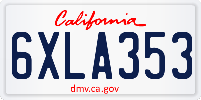 CA license plate 6XLA353