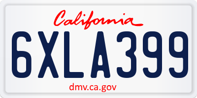 CA license plate 6XLA399