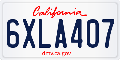 CA license plate 6XLA407