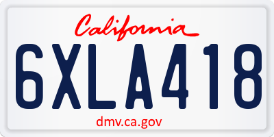 CA license plate 6XLA418