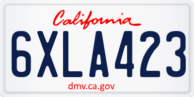 CA license plate 6XLA423