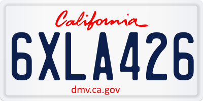 CA license plate 6XLA426