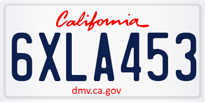 CA license plate 6XLA453