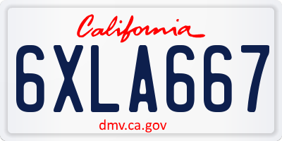 CA license plate 6XLA667