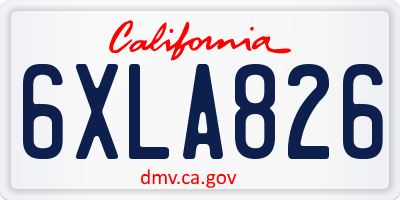 CA license plate 6XLA826