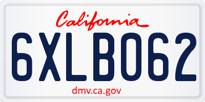 CA license plate 6XLB062