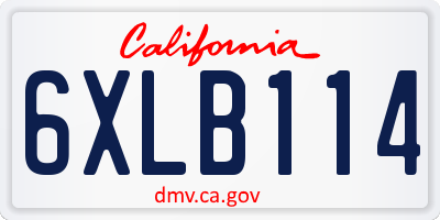 CA license plate 6XLB114