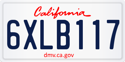 CA license plate 6XLB117