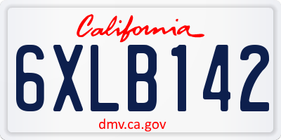 CA license plate 6XLB142