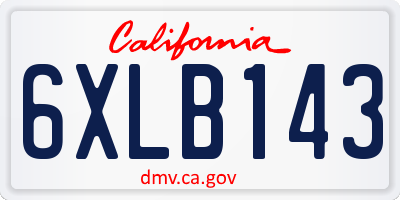 CA license plate 6XLB143