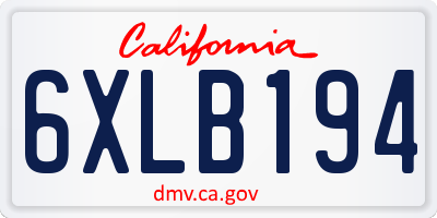 CA license plate 6XLB194
