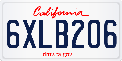 CA license plate 6XLB206