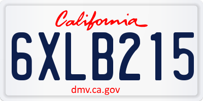 CA license plate 6XLB215