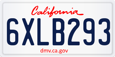 CA license plate 6XLB293
