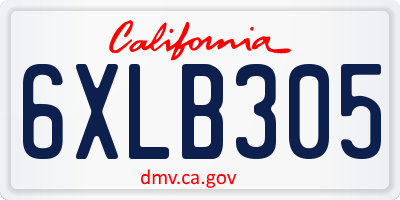 CA license plate 6XLB305