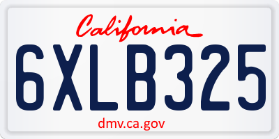 CA license plate 6XLB325