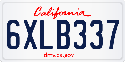 CA license plate 6XLB337