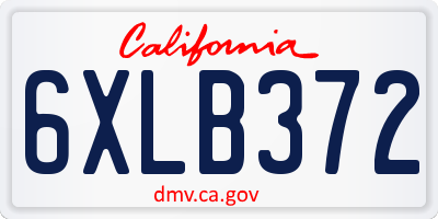 CA license plate 6XLB372