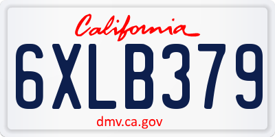 CA license plate 6XLB379