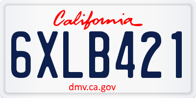 CA license plate 6XLB421