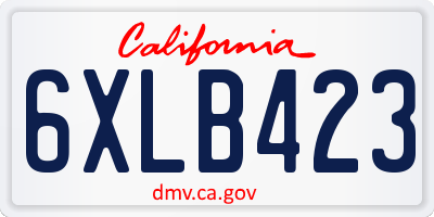 CA license plate 6XLB423
