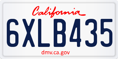 CA license plate 6XLB435
