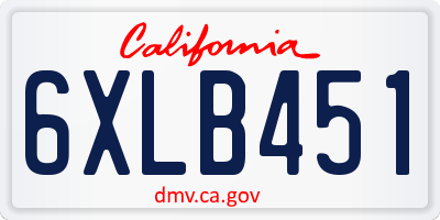 CA license plate 6XLB451
