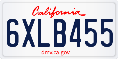 CA license plate 6XLB455