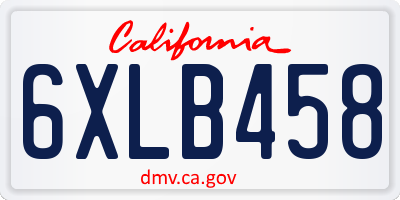 CA license plate 6XLB458