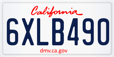 CA license plate 6XLB490