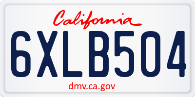 CA license plate 6XLB504