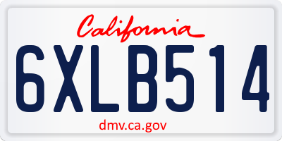 CA license plate 6XLB514