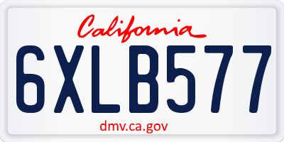 CA license plate 6XLB577