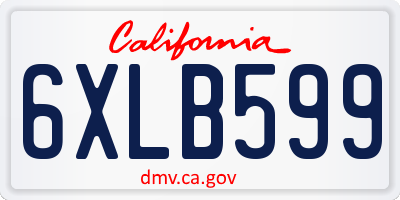 CA license plate 6XLB599