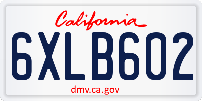 CA license plate 6XLB602