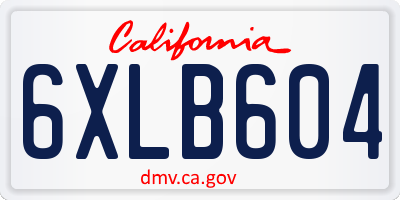 CA license plate 6XLB604