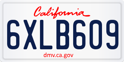 CA license plate 6XLB609