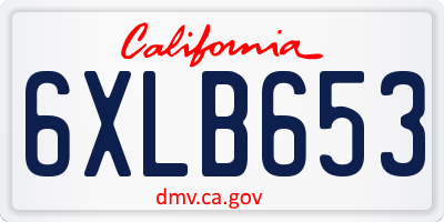 CA license plate 6XLB653
