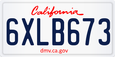 CA license plate 6XLB673