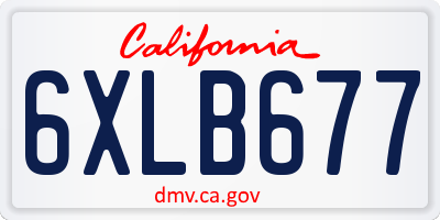 CA license plate 6XLB677
