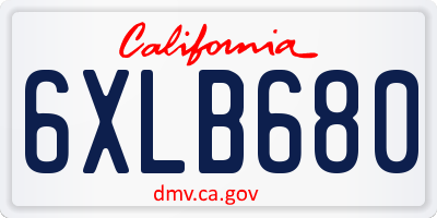CA license plate 6XLB680