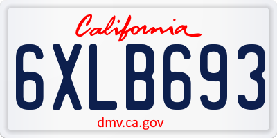 CA license plate 6XLB693