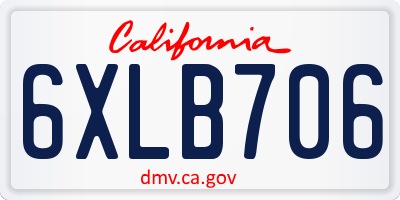 CA license plate 6XLB706