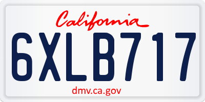 CA license plate 6XLB717