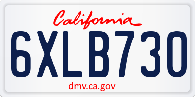CA license plate 6XLB730