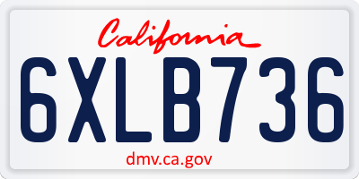 CA license plate 6XLB736