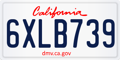 CA license plate 6XLB739