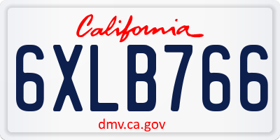 CA license plate 6XLB766