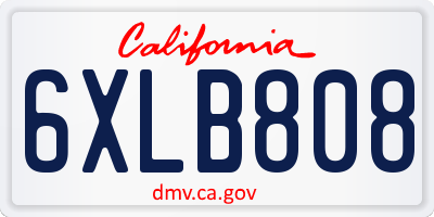 CA license plate 6XLB808