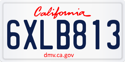 CA license plate 6XLB813